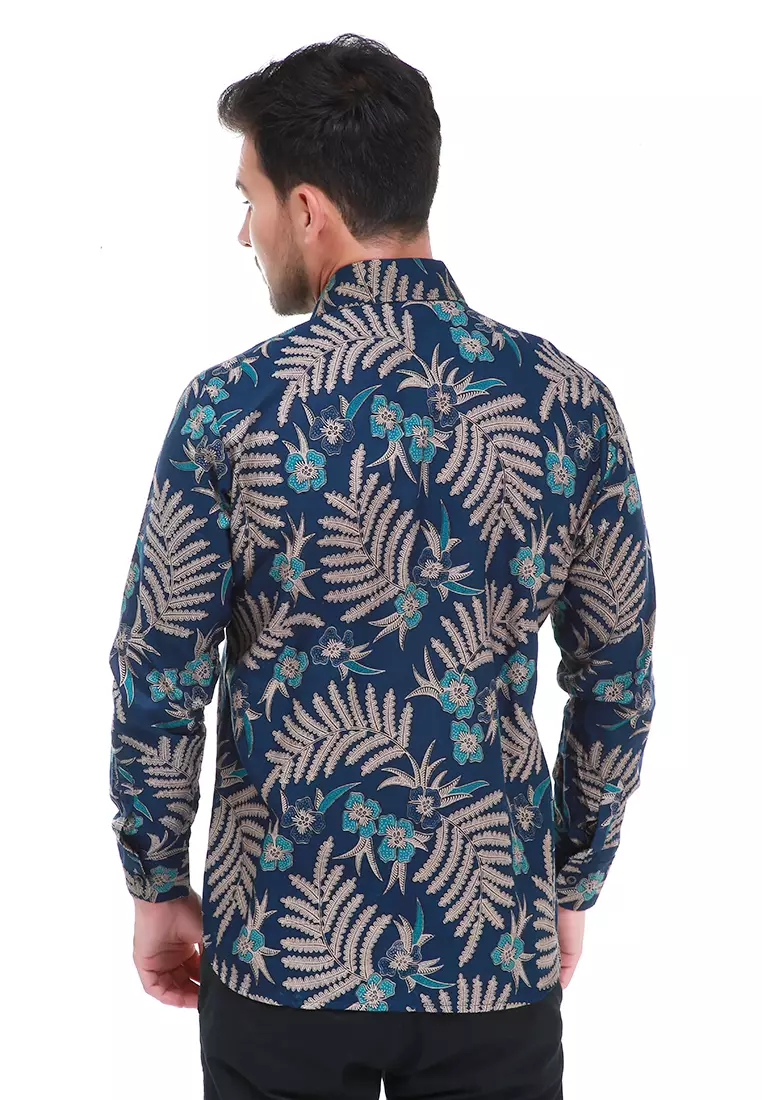 Dwan Kemeja Batik Pria Ramban Atasan Formal Longsleeve Shirt Material Cotton ORIGINAL - Green