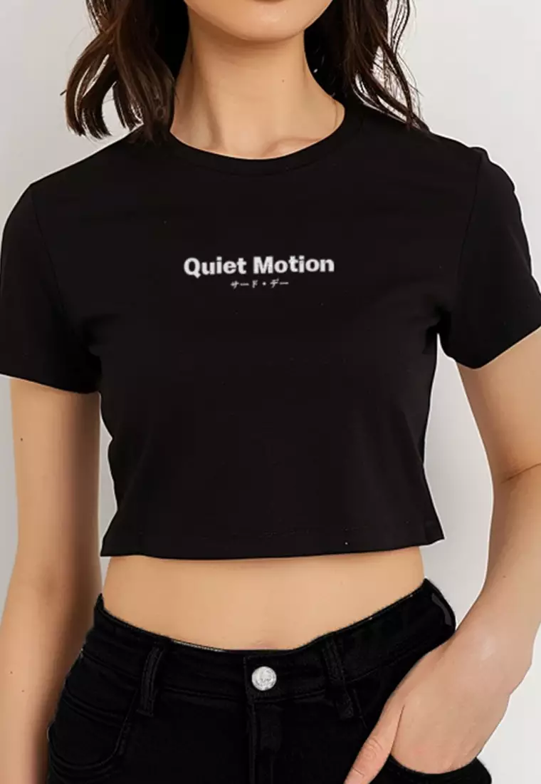 LTH01 Kaos Crop Wanita RCP Quiet Motion Hitam
