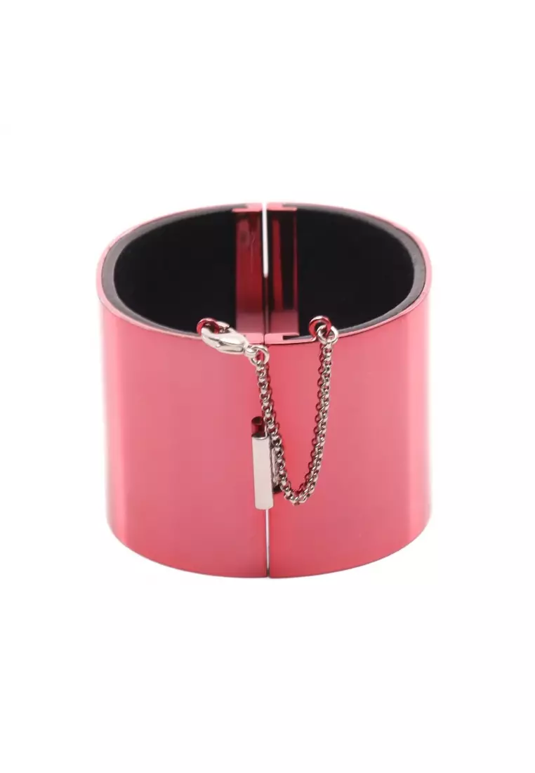 Buy Celine Pre loved CELINE MANCHETTE bangle leather Pink purple