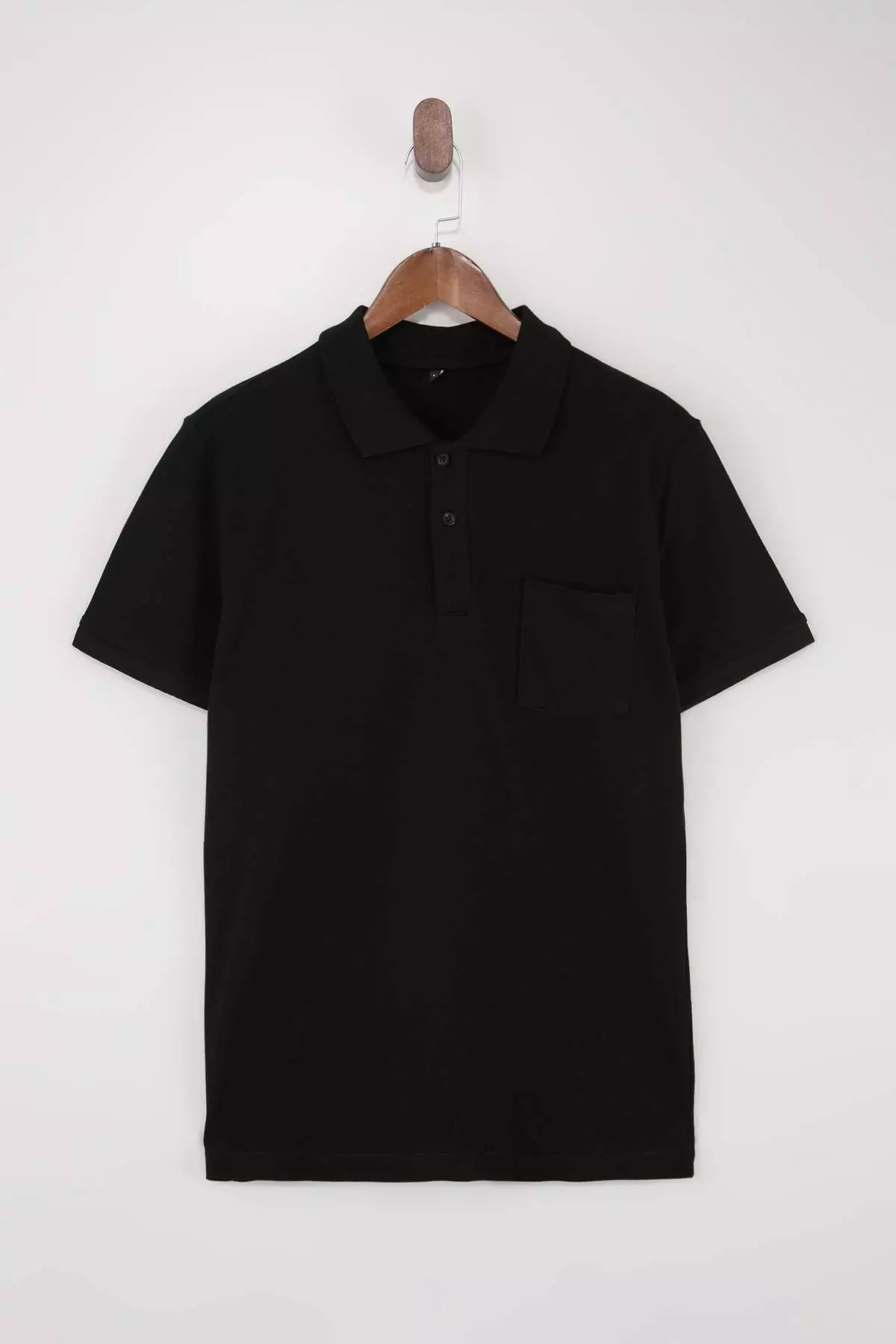 Black Regular 100% Cotton Single Pocket Polo Neck T-Shirt Tmnss26Po00018