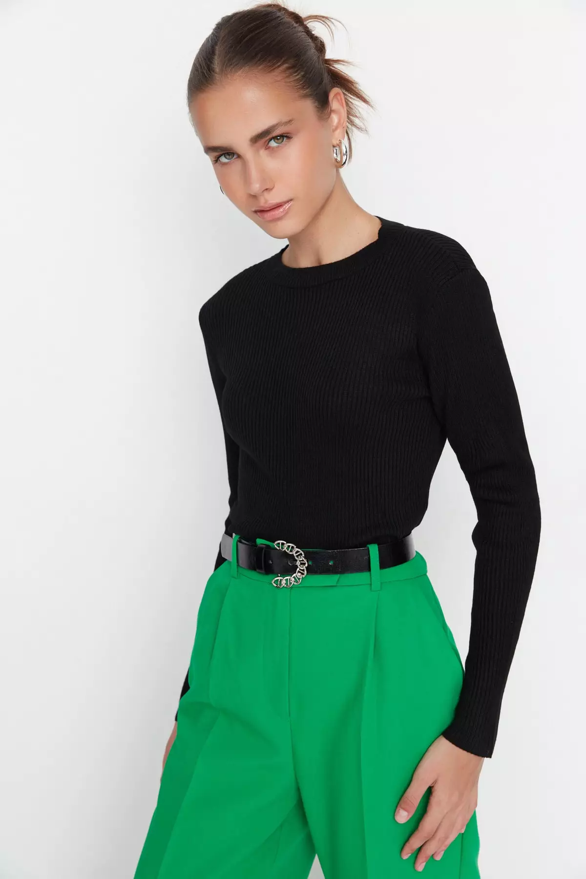 Basic Corded Knitwear Sweater