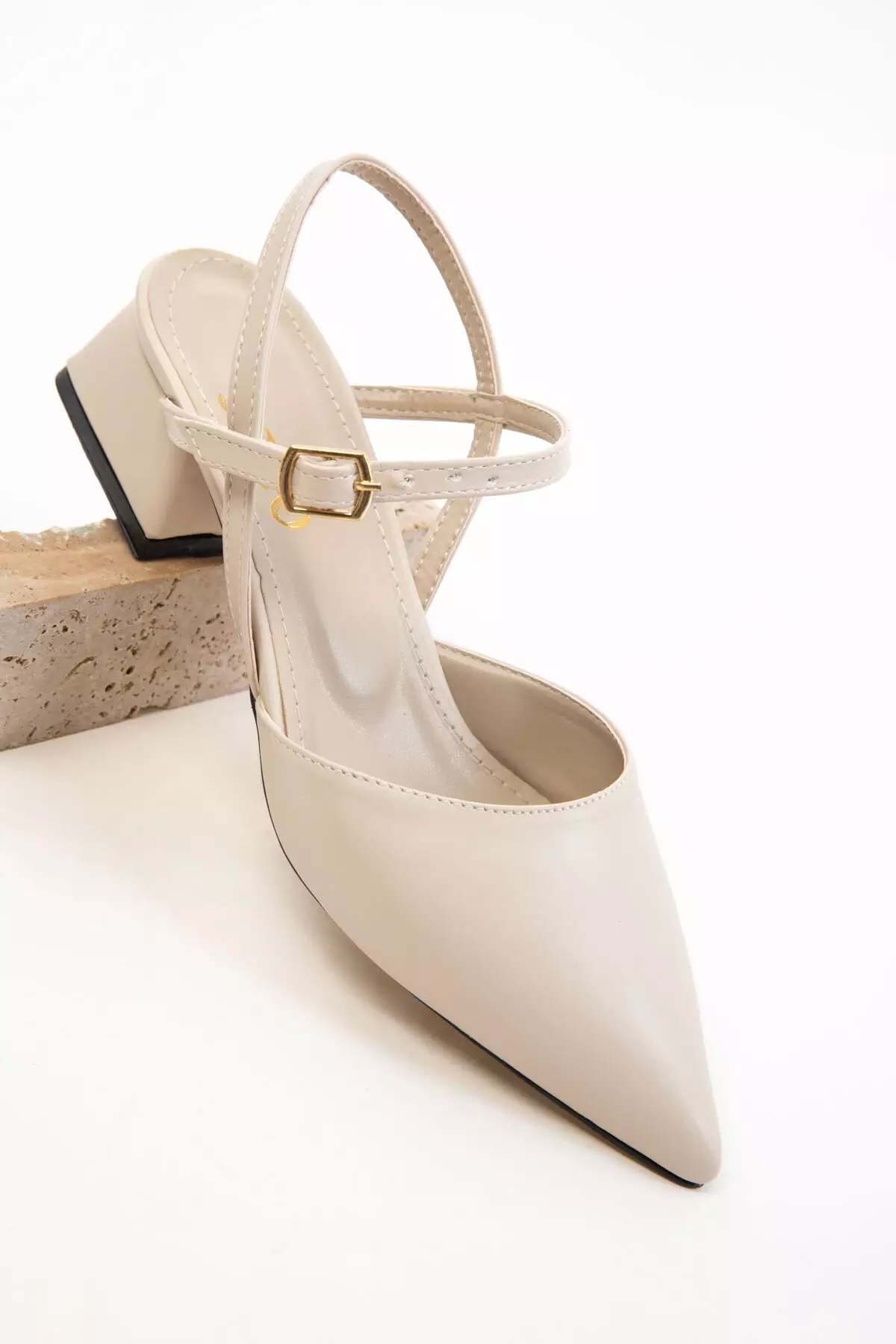 Beige Women's Classic Heeled Shoes 20655