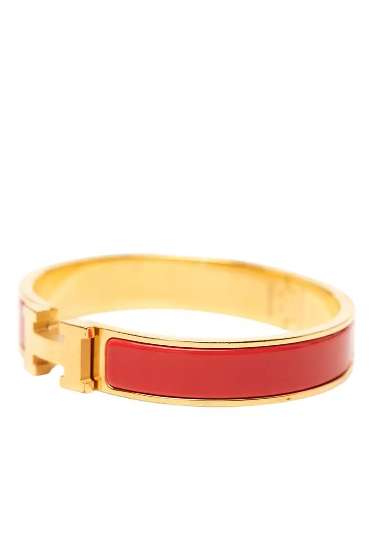 Pre-Loved Hermès Narrow Enamel Clic H Bracelet Pm