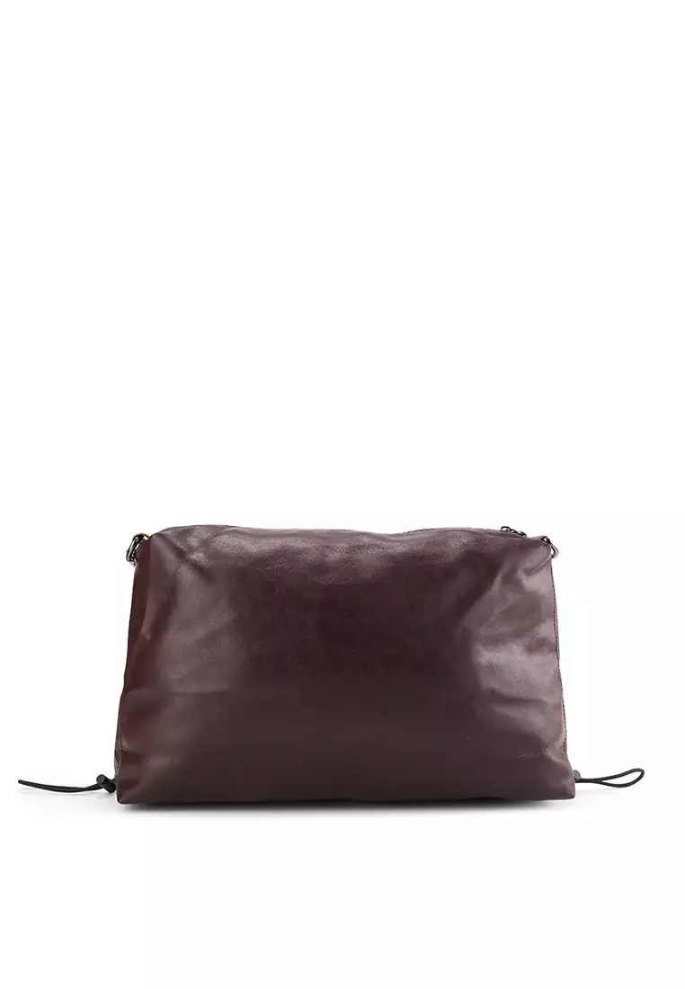 Distressed Leather Carry Crossbody Bag