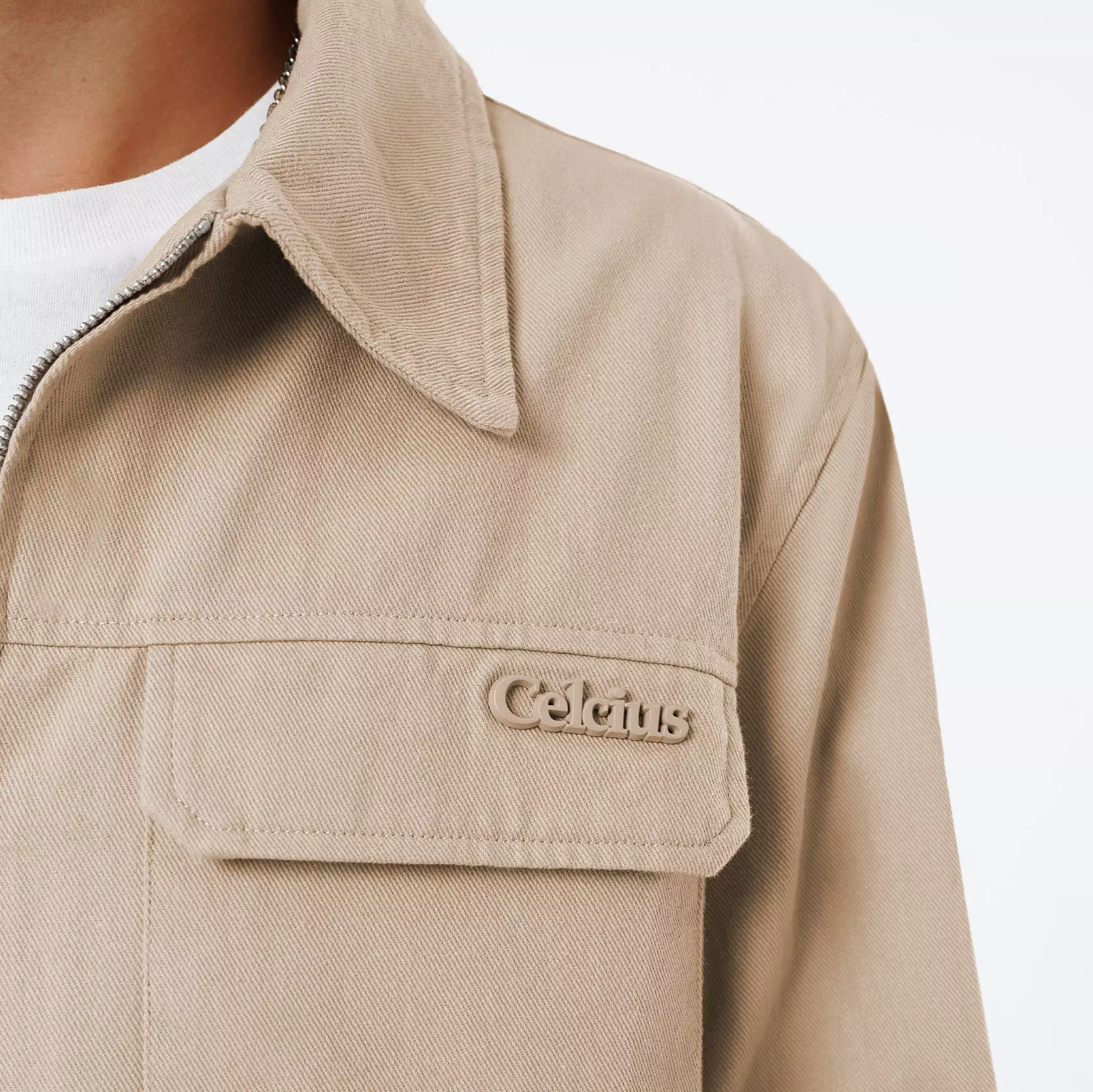 CELCIUS Relaxed Fit Zip Up Jacket Overshirt I31000412C Khaki