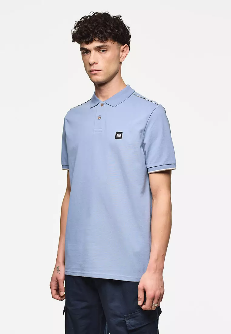 MENS BLUE SHADOW SAKAI POLO WITH MID HOUSE CHECK PIPING