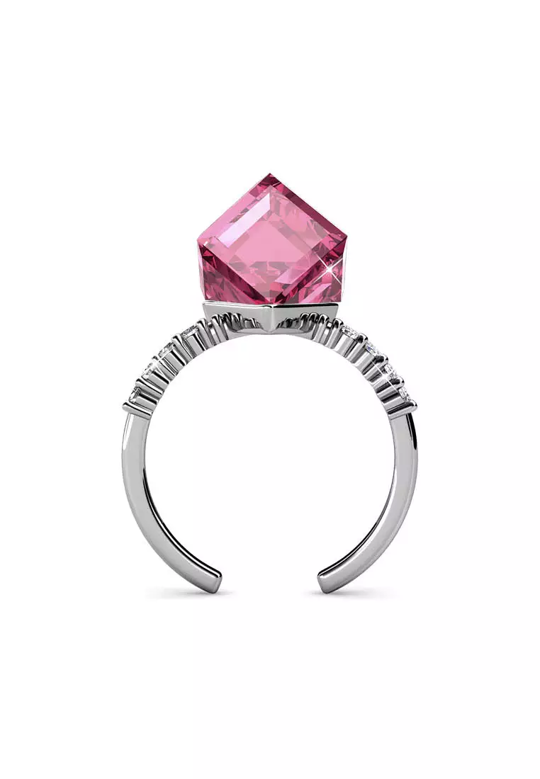 Cube Ring Pink WG - Cincin Crystal by Her Jewellery