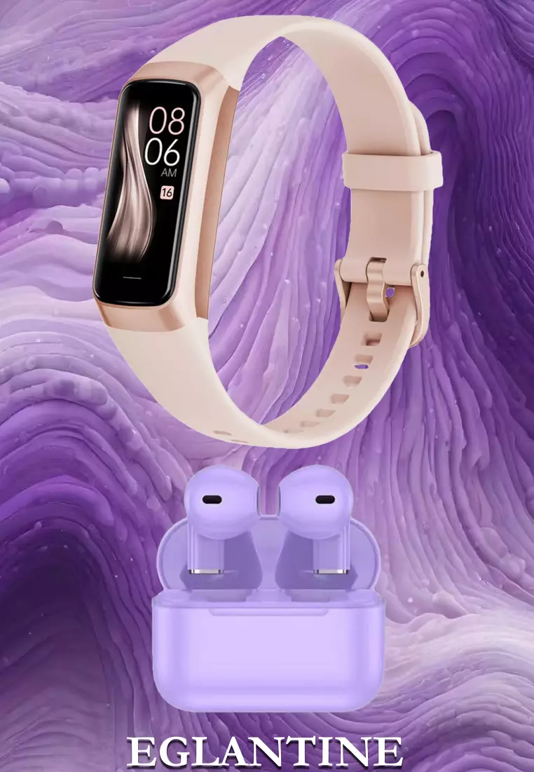 Value Deal - Fitness SmartWatch Pink + 5s PRO MINI wireless earbuds - Purple