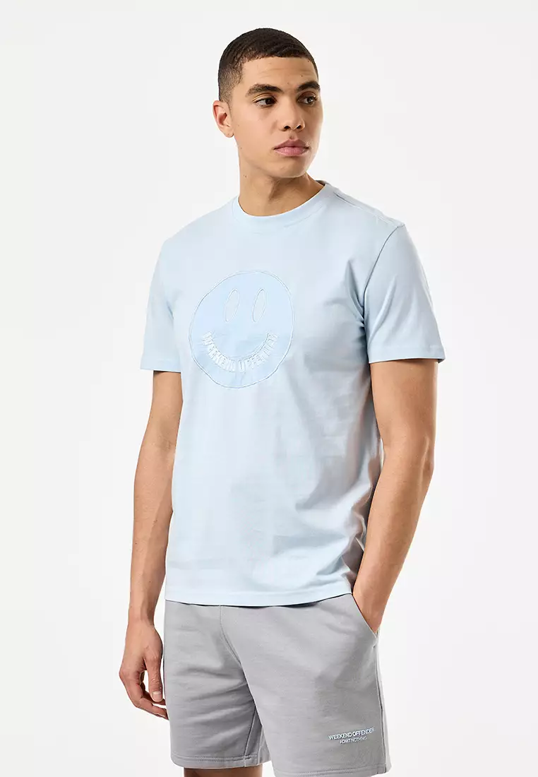 Weekend Offender MENS OCEAN WAVE SHIBUYA PARACHUTE APPLIQÉ SMILEY TEE