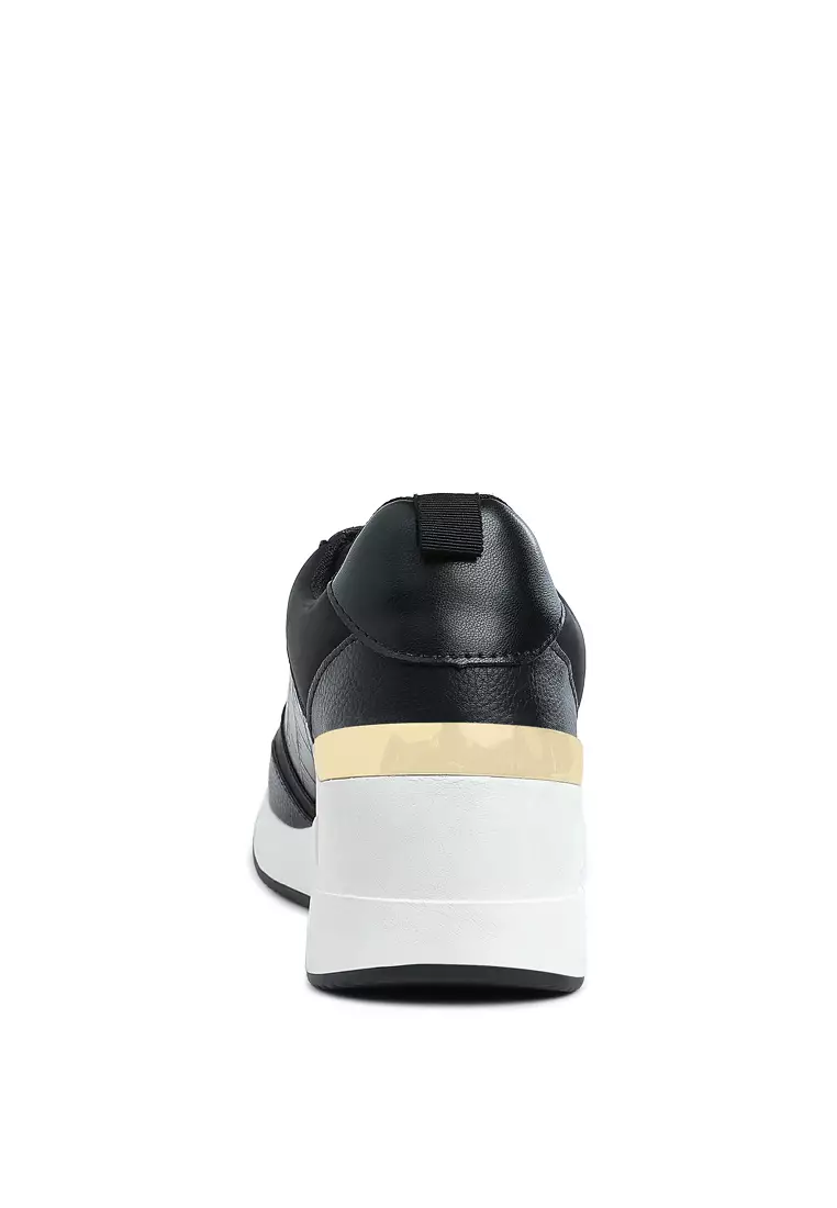 Chunky Wedge Heel Sneaker in Black
