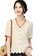 A-IN GIRLS beige Elegant V-Neck Embroidered Blouse 4DAC2AA256E116GS_1