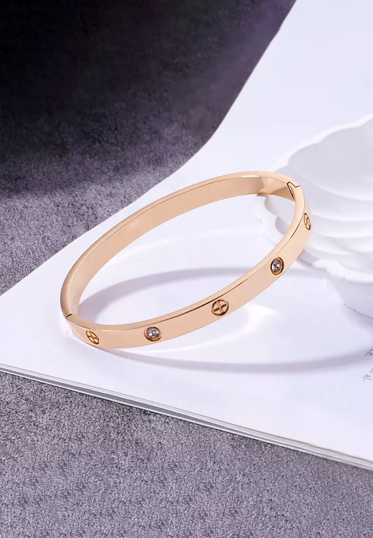 Gelang Titanium Wanita Fashion Elegan Perhiasan Cewek Original Adjustable Size Kotak Indah Set