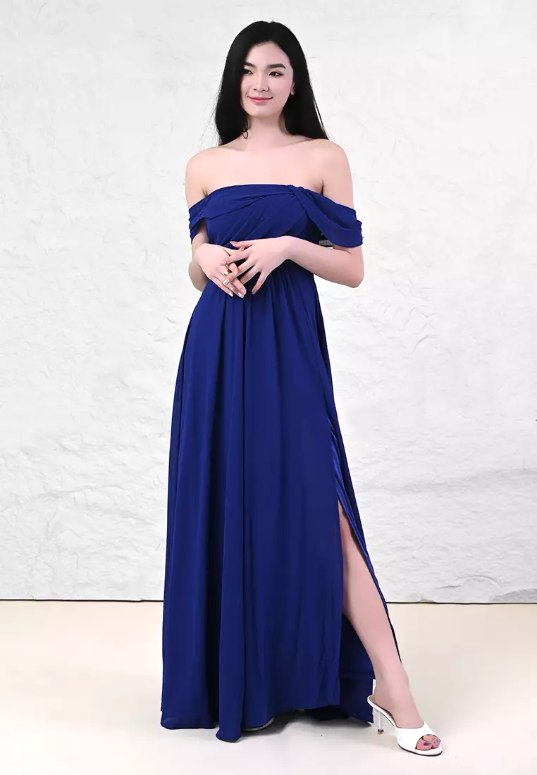 露肩长款礼服裙