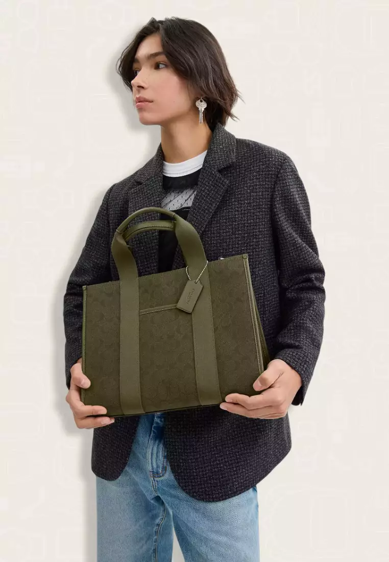 Coach Smith Tote Bag In Signature Jacquard Olive Drab