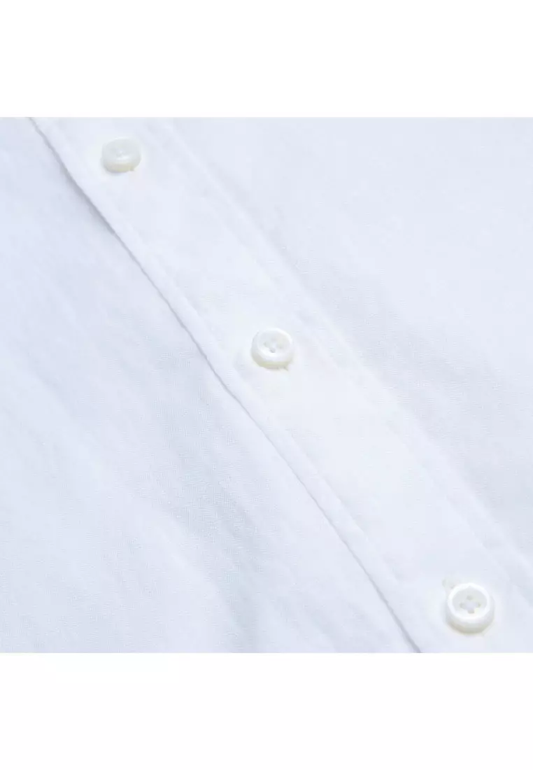 Men's Linen Cotton Slim Short Sleeve Shirt 01046214