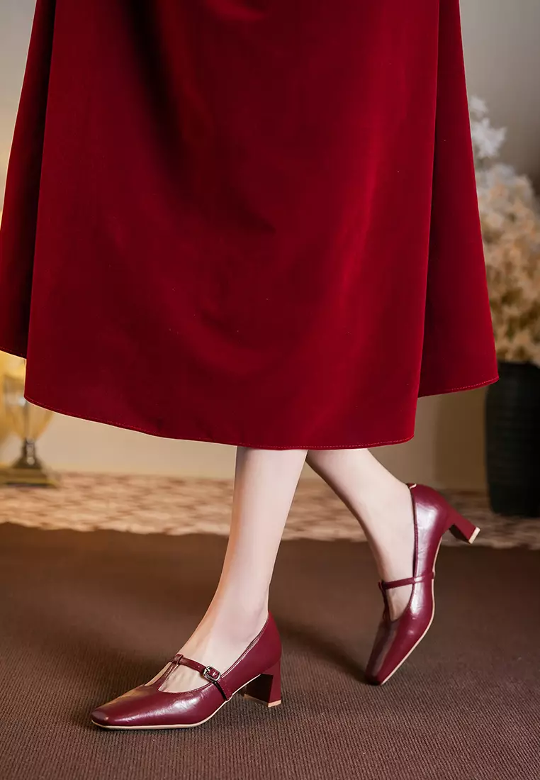 5CM T-Strap Square Toe Pumps BY2355-43