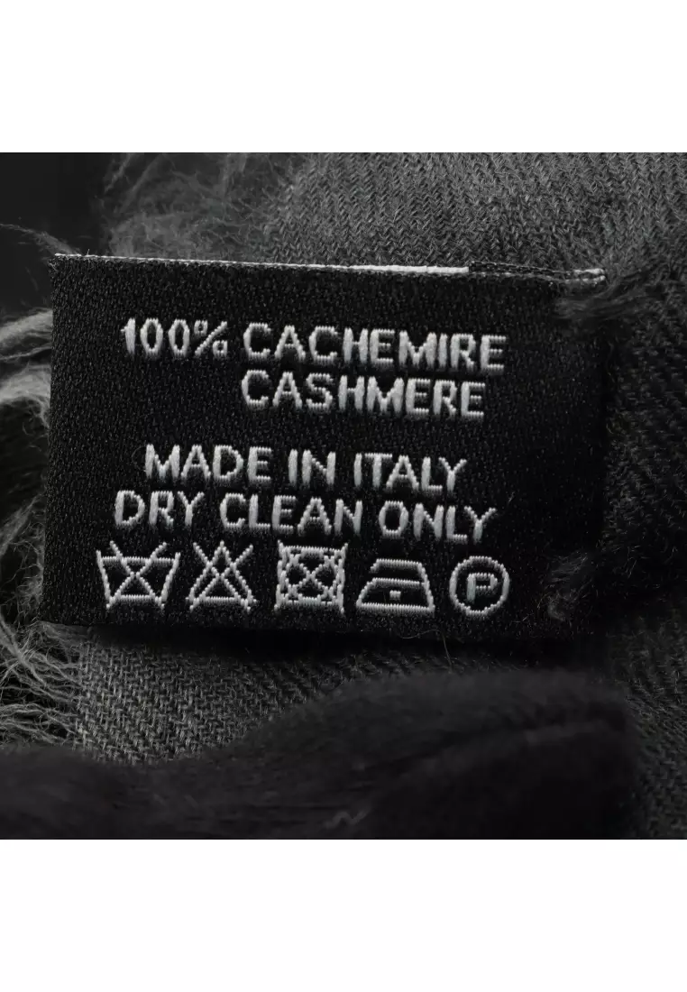 Pre-Loved Chanel coco mark scarf shawl cashmere black multicolor