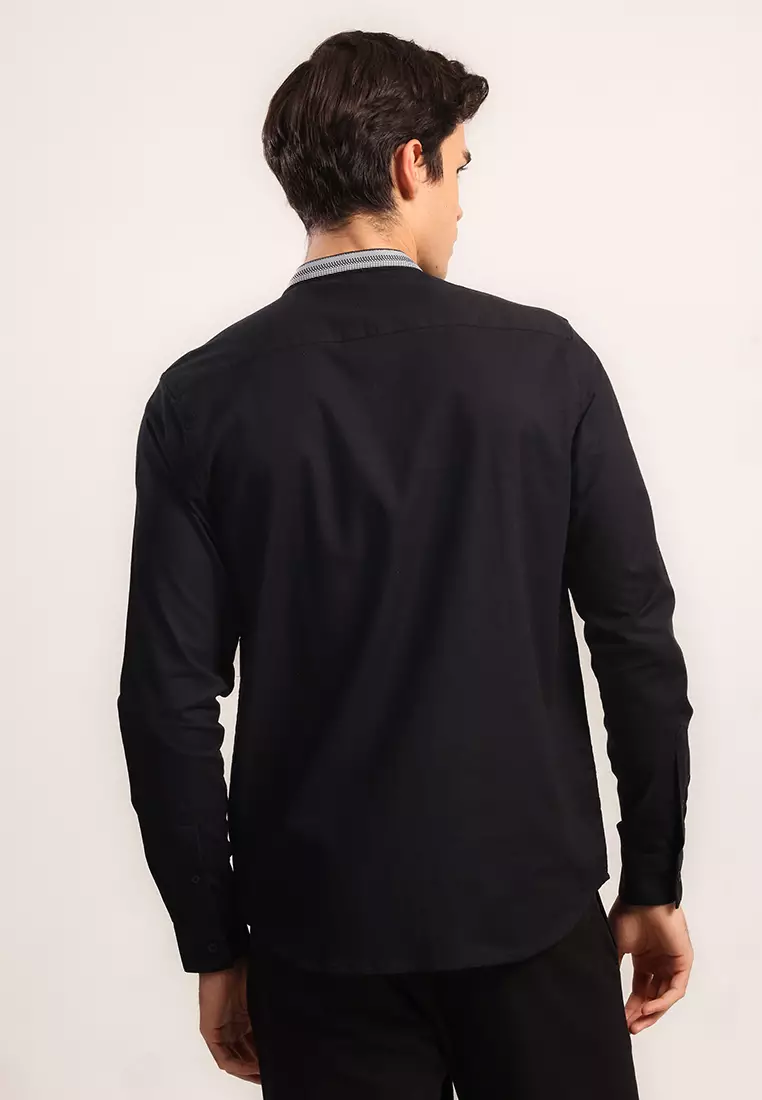 MOC - Kemeja Shanghai Lengan Panjang Pria Zaki - Black