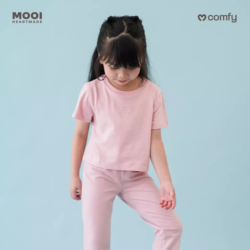 Mooi Kaos Anak Perempuan Comfy Girls Crop T-shirt - Pink Blossom
