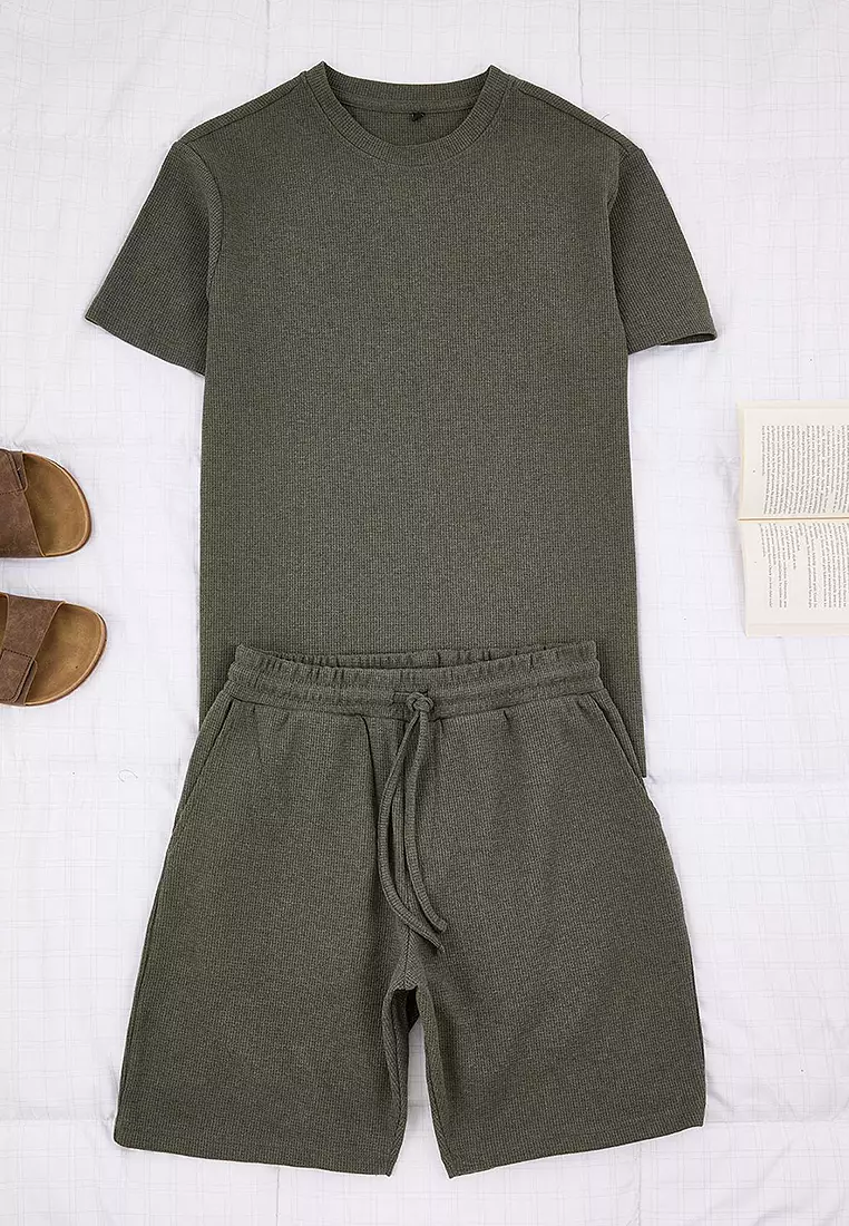 Khaki Regular Cut 3-Pack Textured Tracksuit Set Tmnss26Em00002