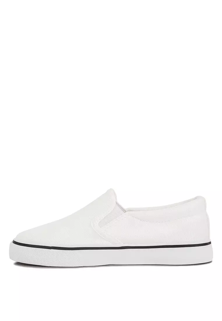 Buy London Rag White Canvas Slip-On Sneakers For Kids 2024 Online ...