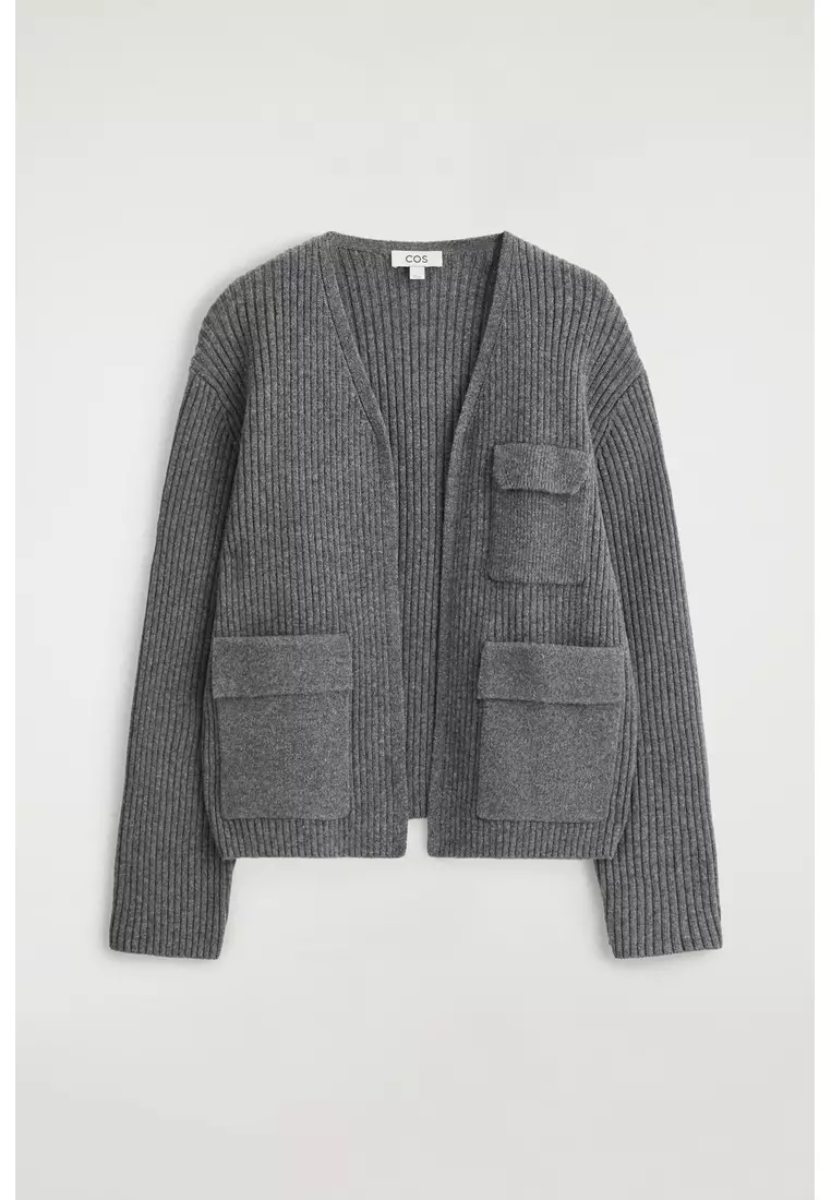 RIBBED MERINO WOOL UTILITY CARDIGAN