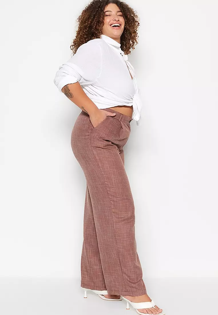 White linen wide leg pants plus size shop