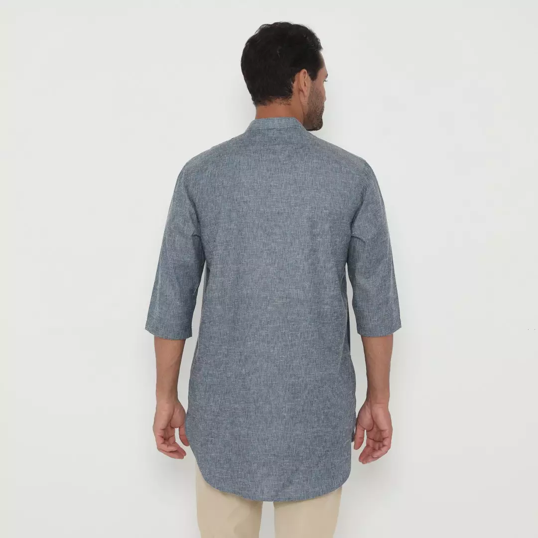 Jobb Khalil Baju Koko Pria Kurta Lengan Pendek Regular Fit Navy Warna Navy