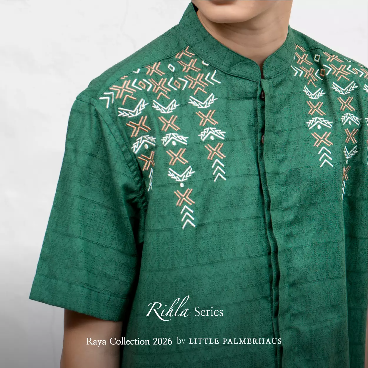 Little Palmerhaus - Baju Lebaran 2026 - Rihla Teen Koko Shirt (Baju Koko Anak Usia 6-14 Tahun) Green