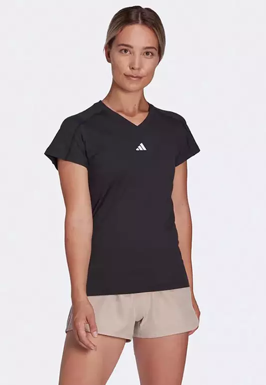 aeroready train essentials minimal branding v-neck t-shirt