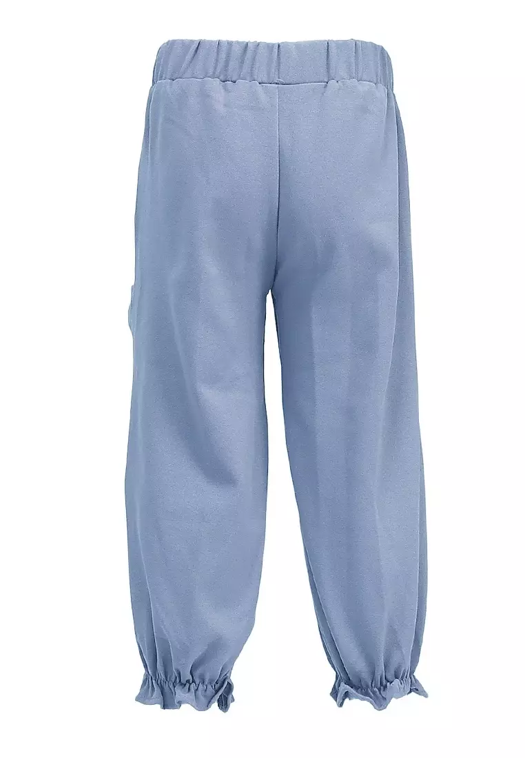 Yocelyn Celana Panjang Anak Perempuan Variasi Saku Pants Kids Daily Motif Polos Material Crepe ORIGINAL - Marine
