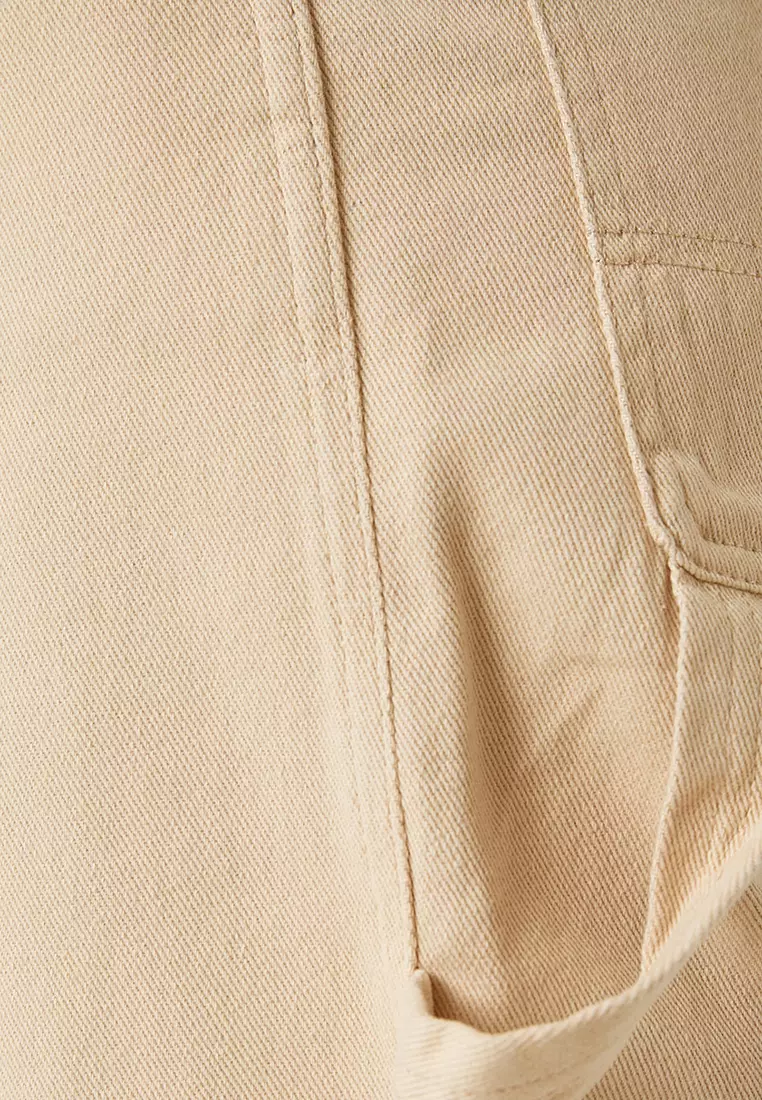 High Waist Wide Cargo Denim Pants