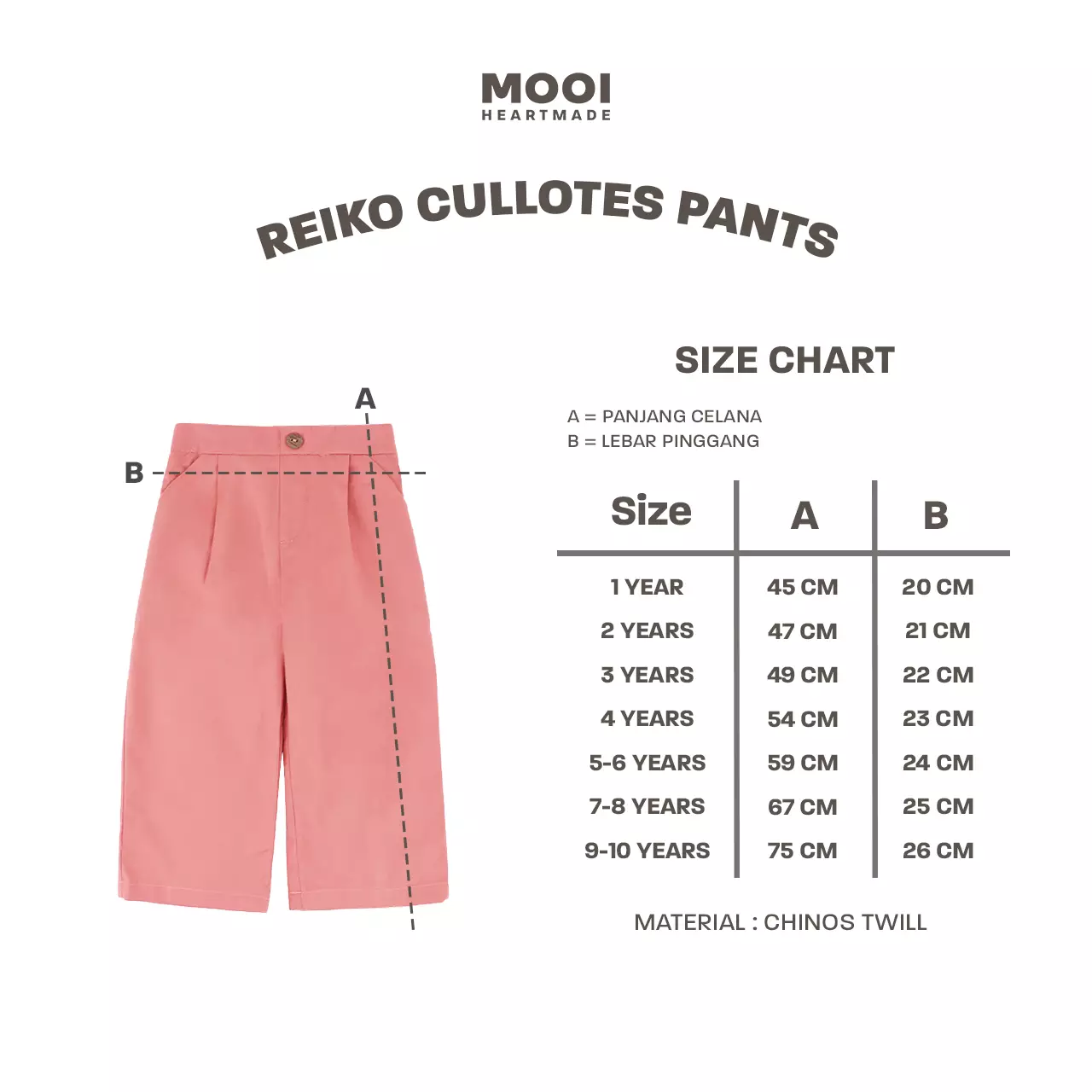 Mooi Celana Panjang Chinos Anak Perempuan Reiko Cullotes Pants - Pink Rose