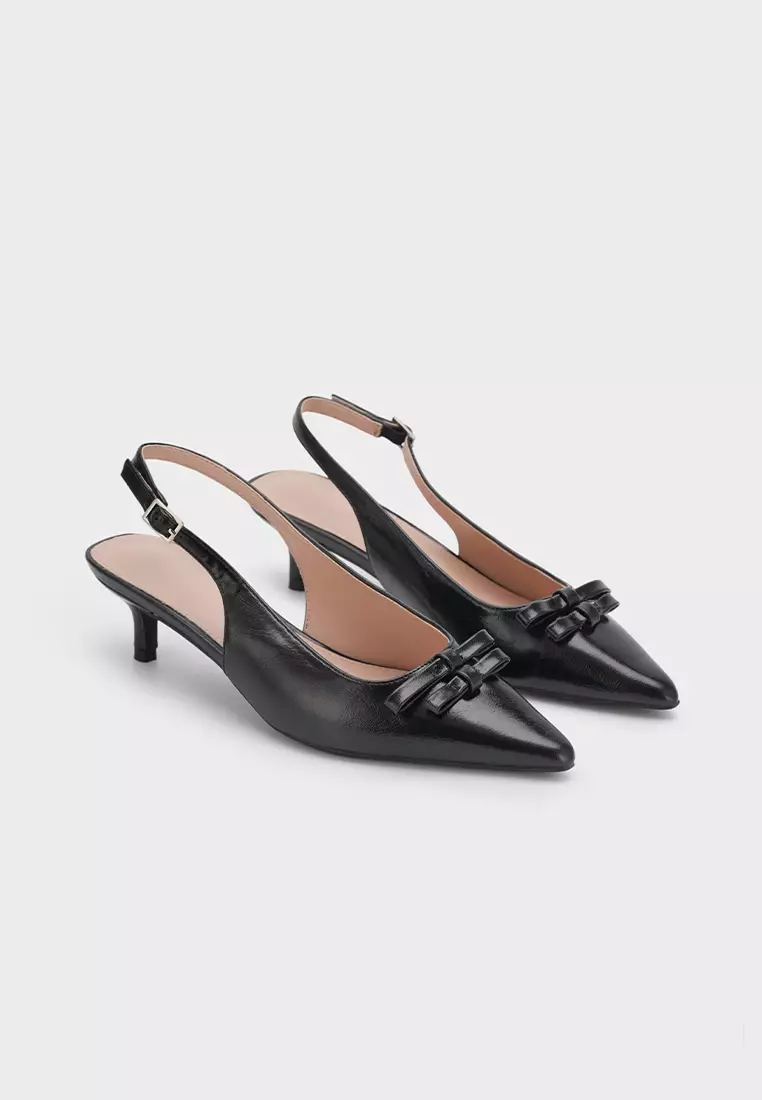 POINTY TOE SLINGBACK HEEL WITH BOW