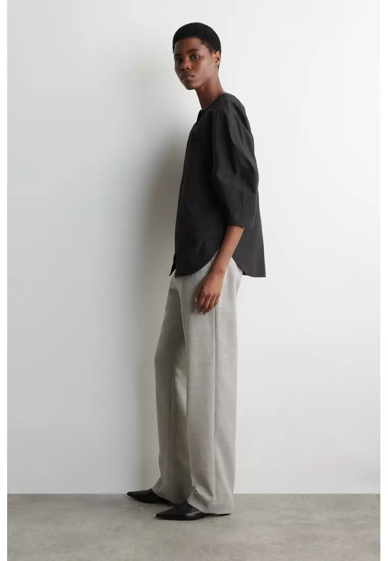 SCULPTURAL PIMA COTTON-POPLIN BLOUSE