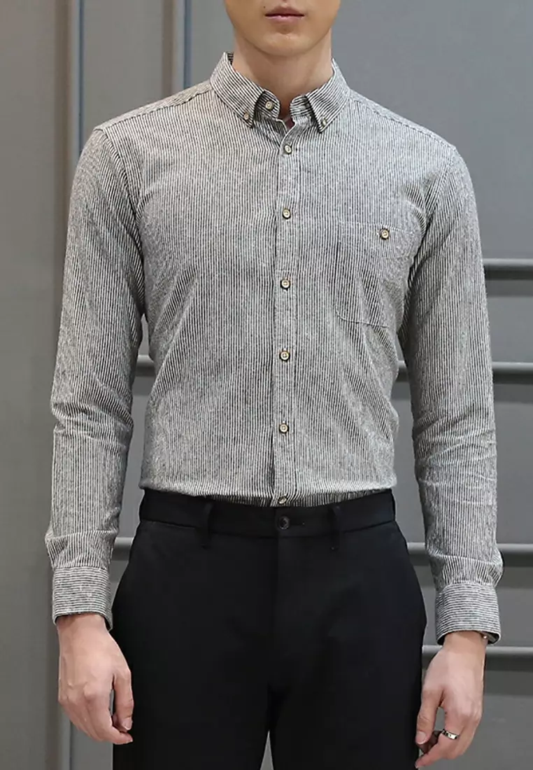 Square-neck Striped Shirt C1523