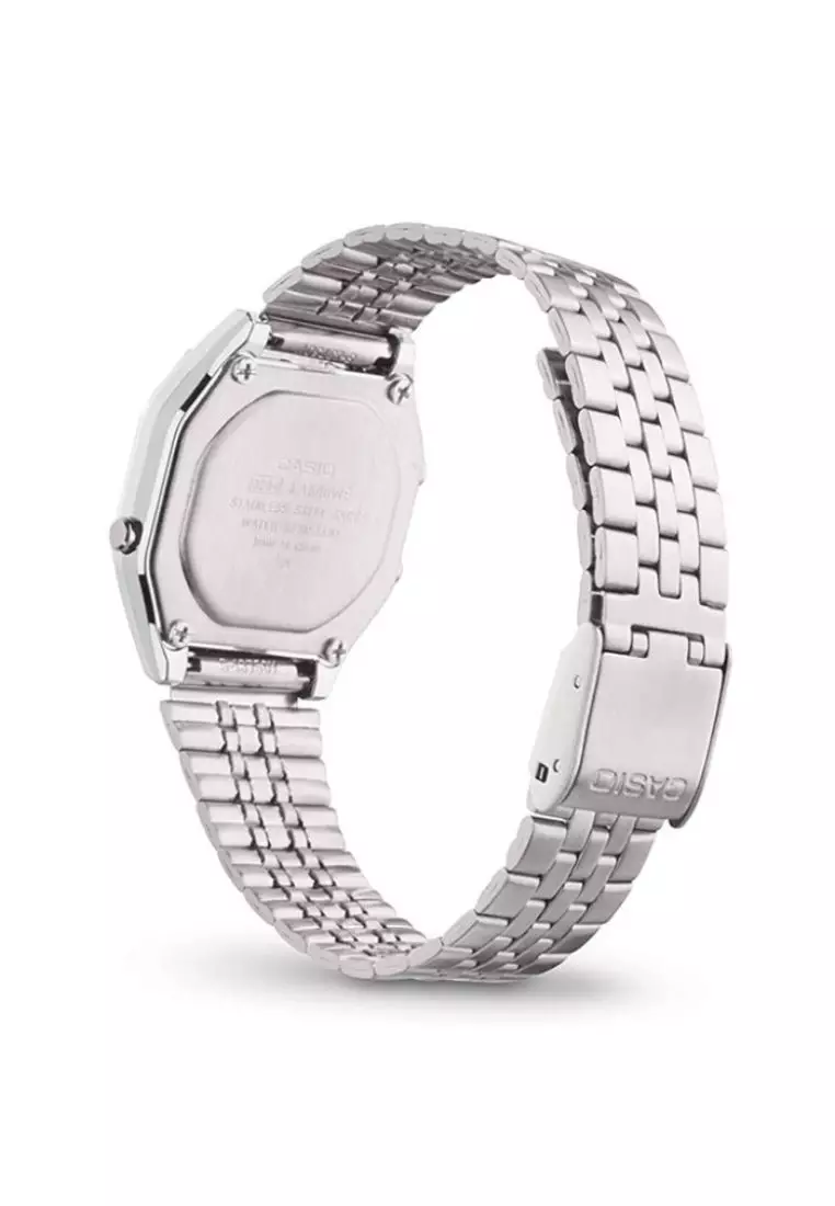 Vintage Women's Digital LA680WA-1 Stainless Steel Band Casual Watch