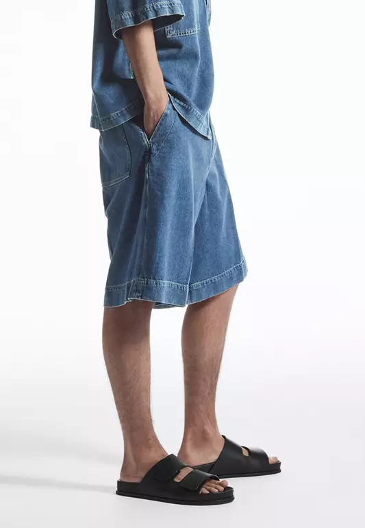 Elasticated Longline Denim Shorts