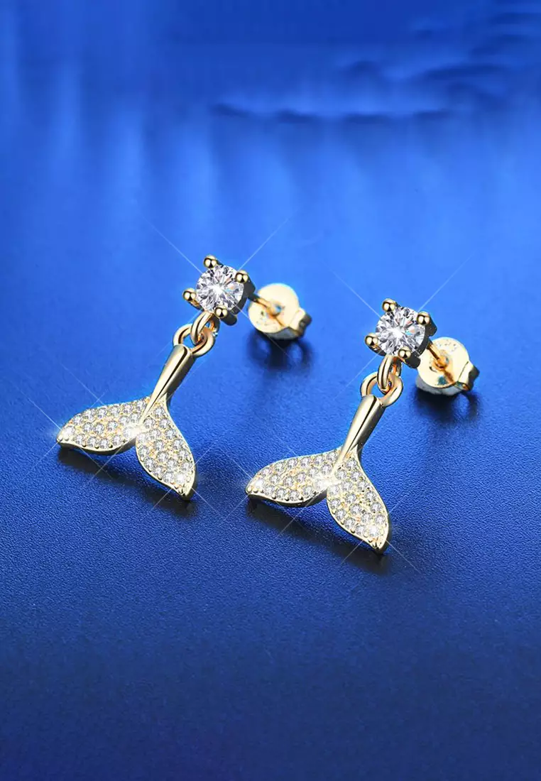 Anting Wanita Titanium Korea Mermaid Tail Design Anting Cewek Original Gold