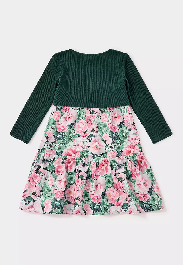 Lily Floral Print Dress and Knitted Cardigan Set