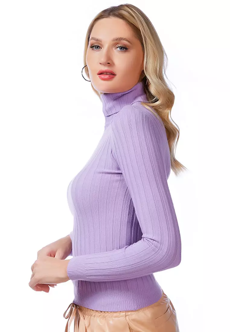 Purple new arrivals ribbed turtleneck