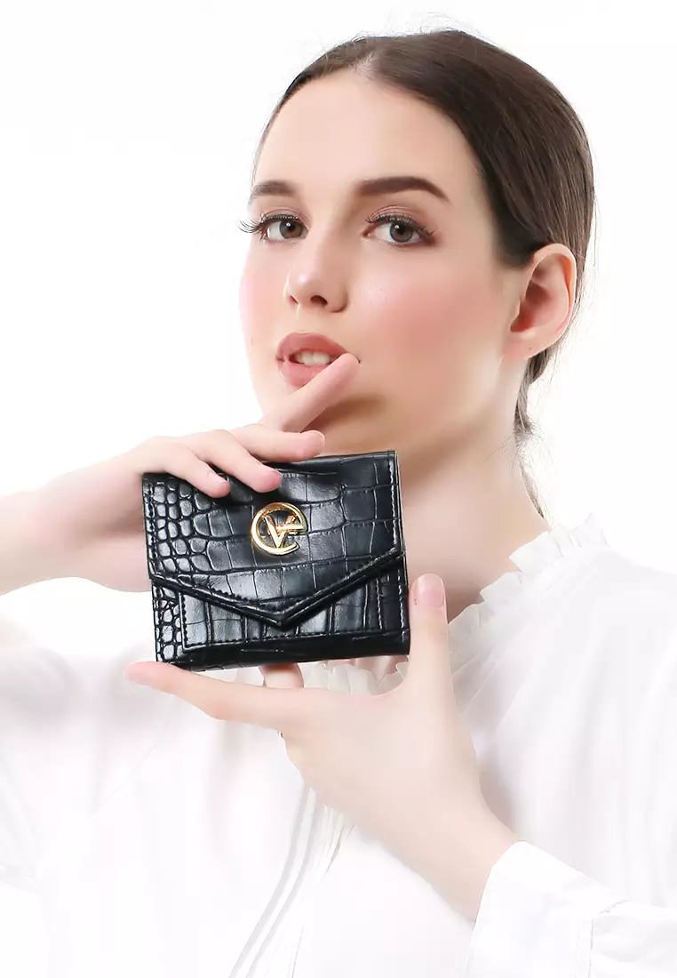 Fauzia Dompet Wanita Mini Motif Croco Premium Quality - Black
