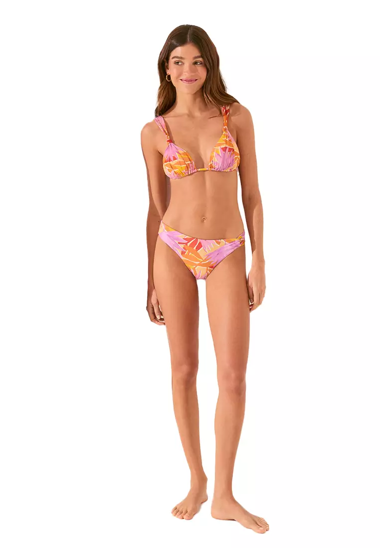 Mesh Triangle Bikini Top With Floral Print