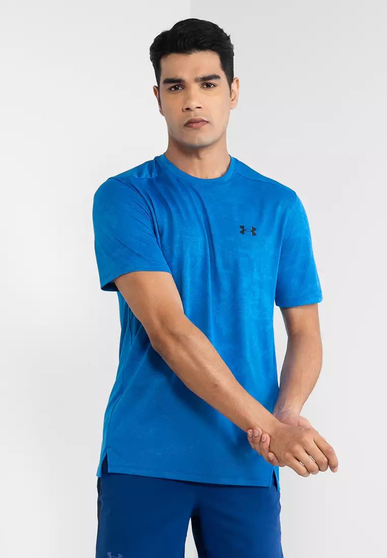 Under Armour, Shirts, Under Armour Ua Velocity 2 Jacquard Short Sleeve  Mens Medium Bright Blue