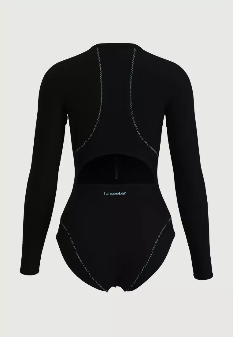 Buy Sunseeker Cerulean Black Zip Front Long Sleeves Onepiece 2026