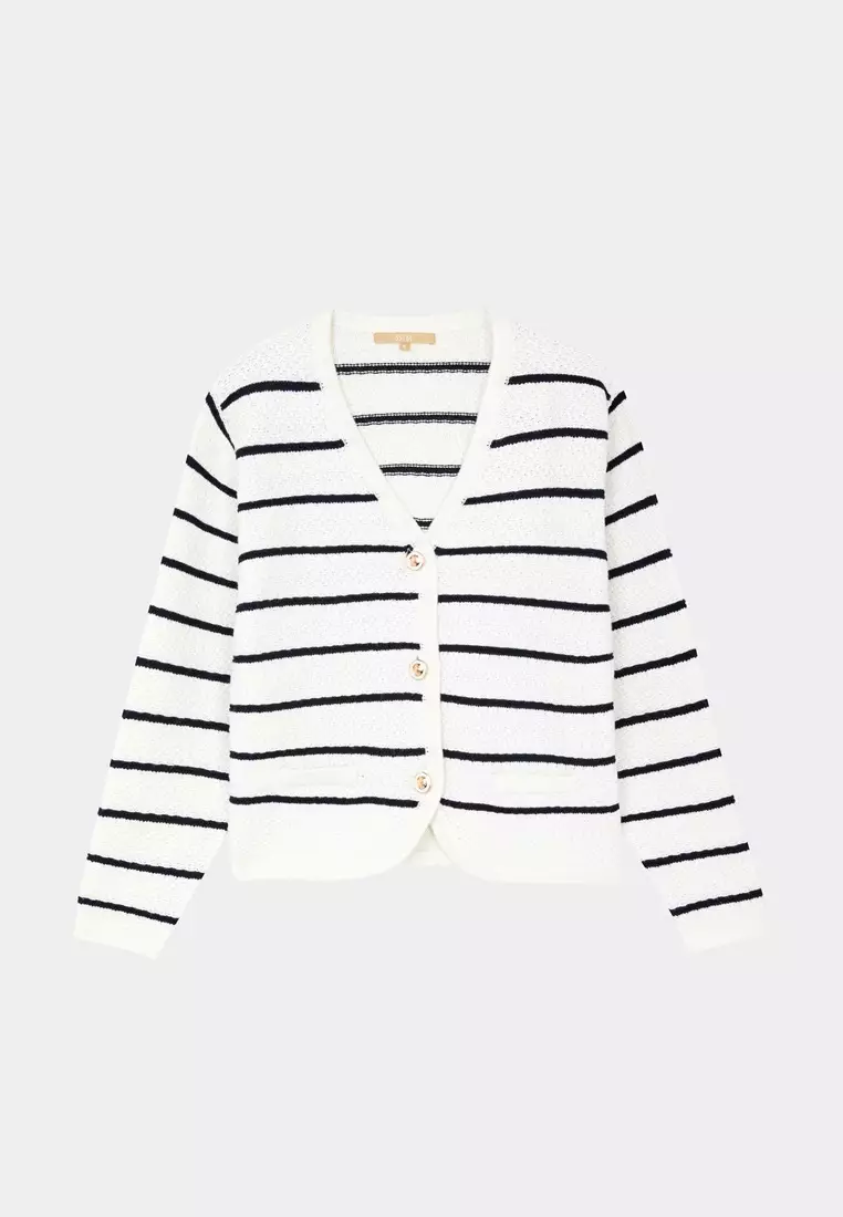 White Stripe Knit Jacket