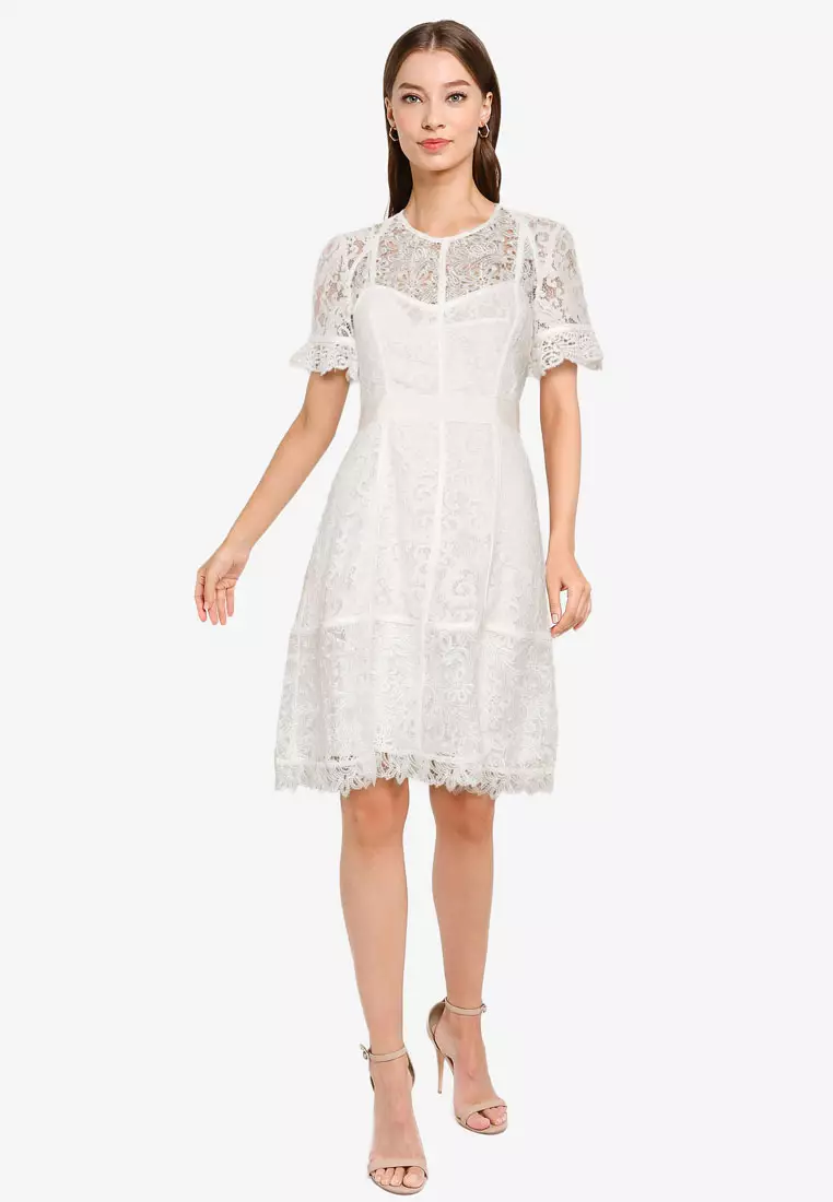 French connection chante lace midi dress hot sale
