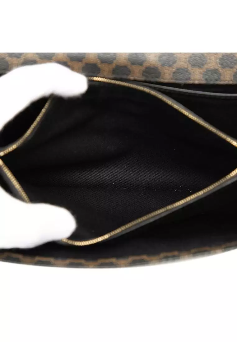 Pre-Loved Celine Macadam Coated Canvas And Leather Clutch