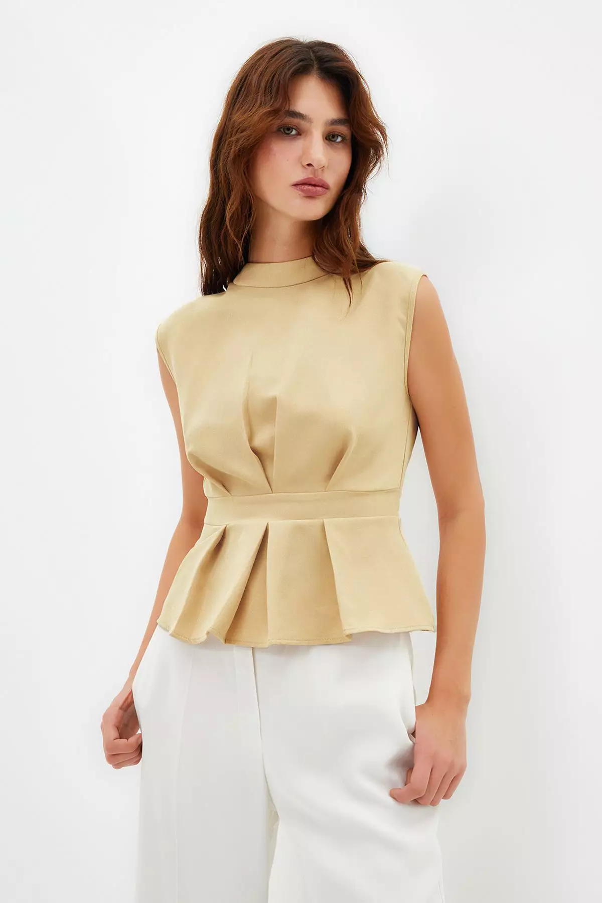 Pleated Peplum Top
