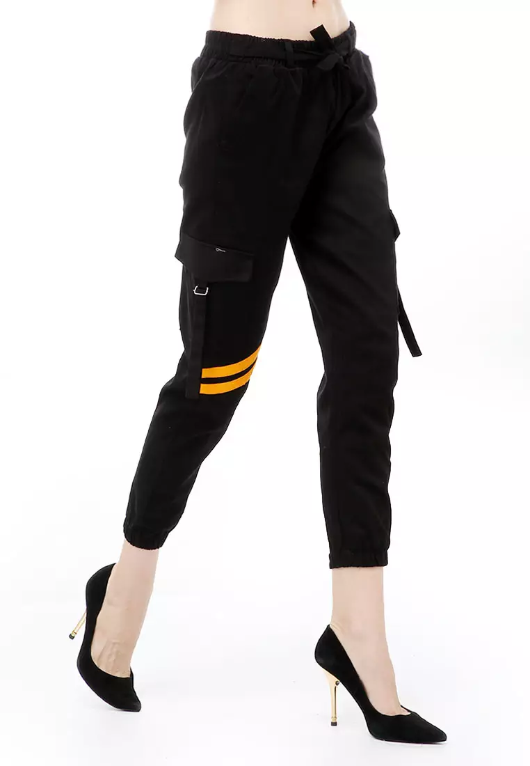 Jourel Jogger Pants Wanita Style Knee Line Material Combed twell Stretch Premium ORIGINAL - Black